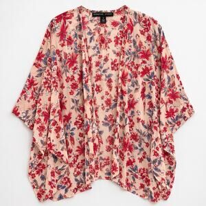 Boho Festival Floral Kimono Cardigan 1X Plus Size Sheer Open Front Duster